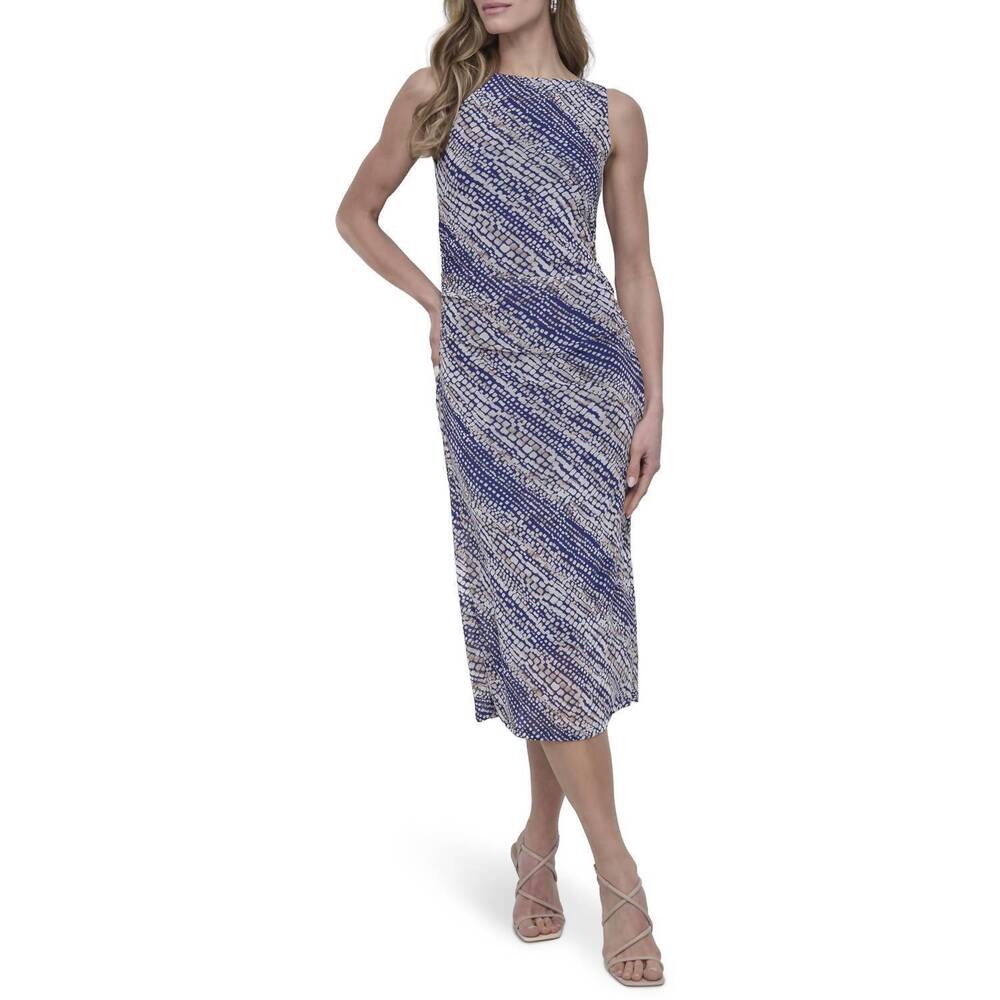 NEW DKNY midi stretchy dress in electric violet multi